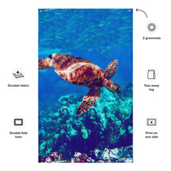 Sea Turtle Original Painting Flag Tapestry