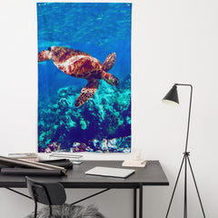 Sea Turtle Original Painting Flag Tapestry