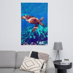 Sea Turtle Original Painting Flag Tapestry