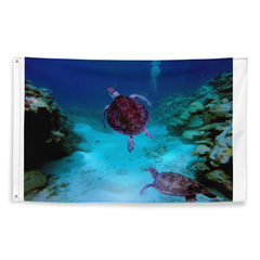 Deep Sea Turtle Painting Flag Tapestry