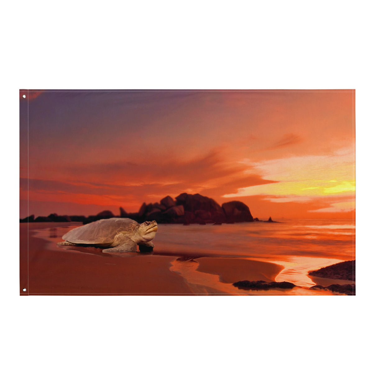 Beautiful Turtle Painting  Artwrork Flag Tapestry