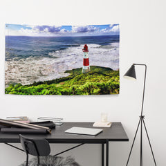 Lighthouse Beach Painting Flag Tapestry