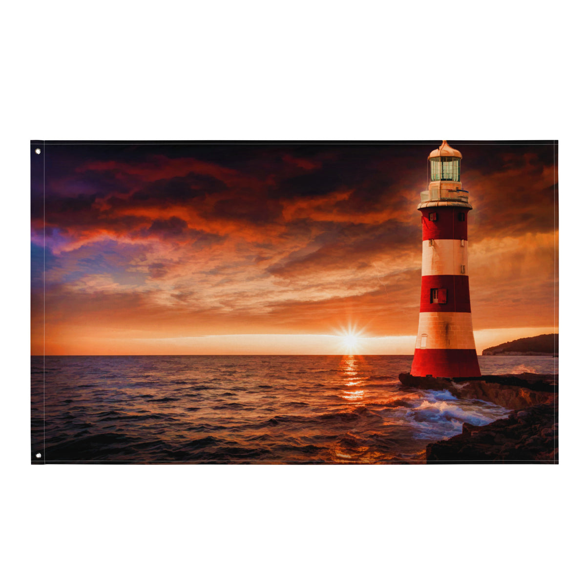 Beautiful Lighthouse Painting Flag Tapestry