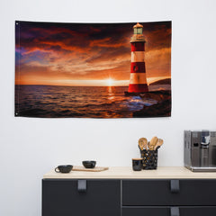 Beautiful Lighthouse Painting Flag Tapestry