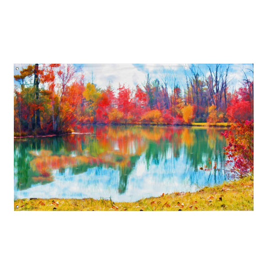 Fine Art Lake Painting Flag Tapestry