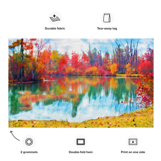 Fine Art Lake Painting Flag Tapestry