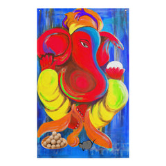 Ganesha Blue Painting Flag Tapestry