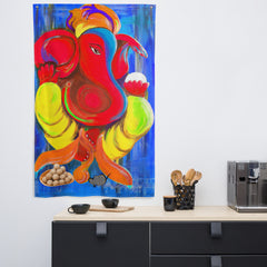 Ganesha Blue Painting Flag Tapestry