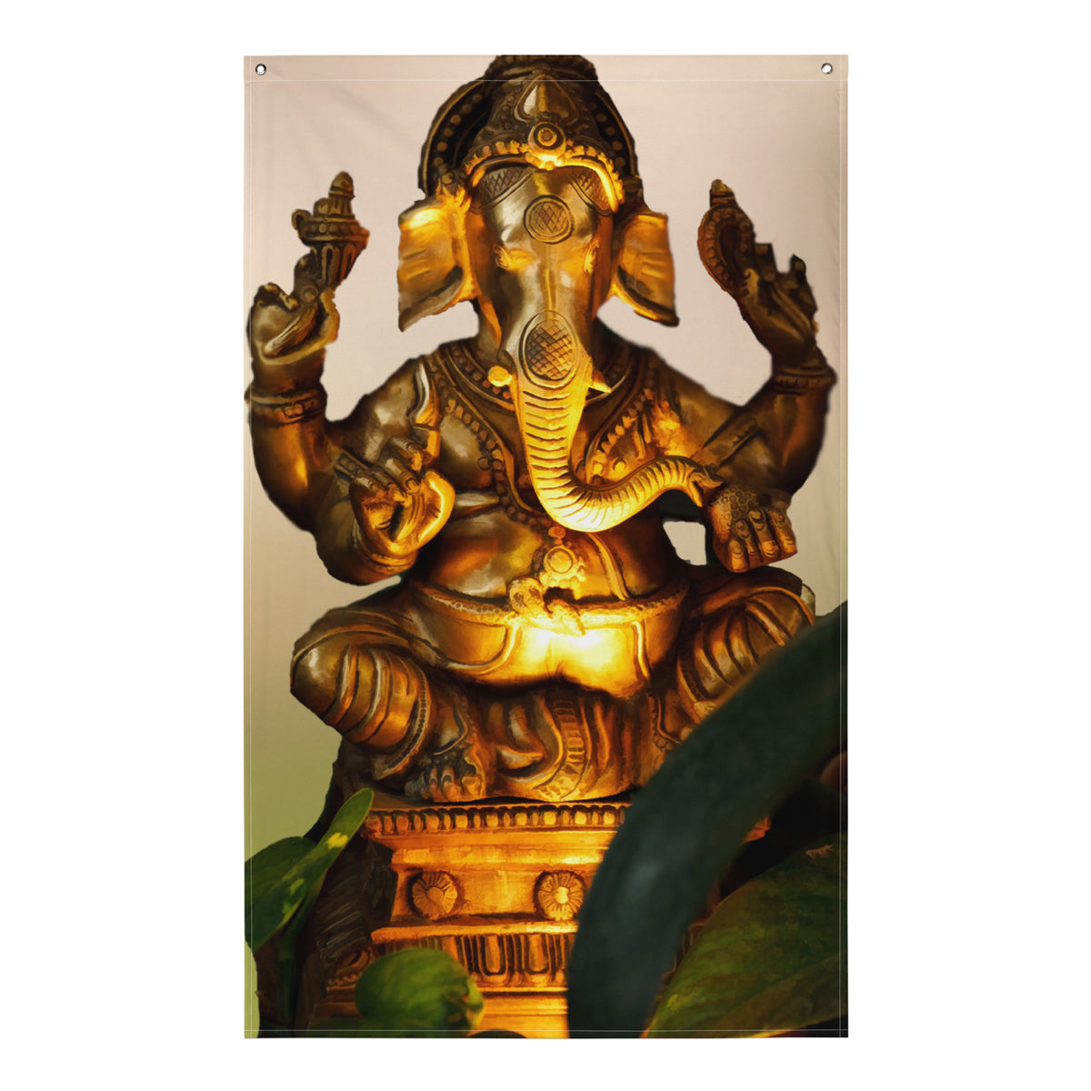 Ganesha Gold  Painting Flag Tapestry