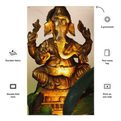 Ganesha Gold  Painting Flag Tapestry