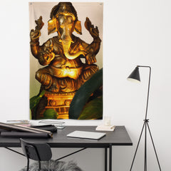 Ganesha Gold  Painting Flag Tapestry