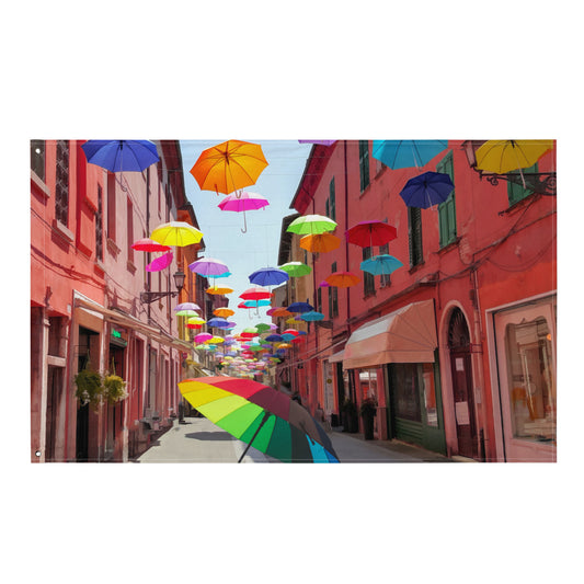 Colorfull Umbrella Painting Flag Tapestry