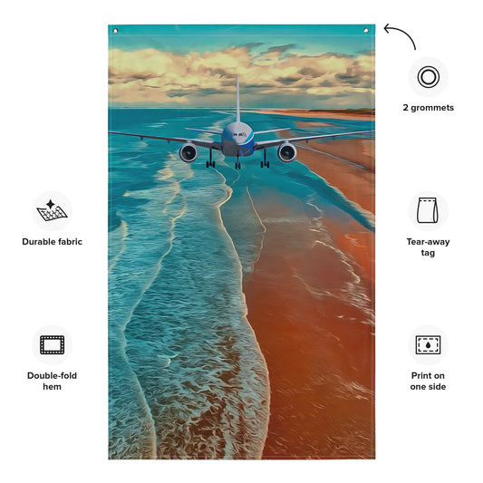 Beach flight Painting Flag Tapestry