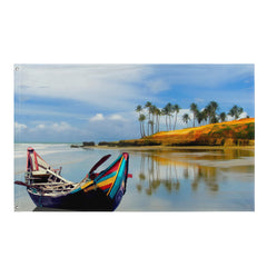 Ocean Boat Painting Flag Tapestry