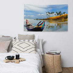 Ocean Boat Painting Flag Tapestry