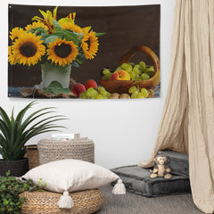 Sunflower Still Life Painting Flag Tapestry