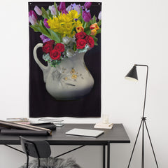 Colorful Flower  and Vase Painting Flag Tapestry