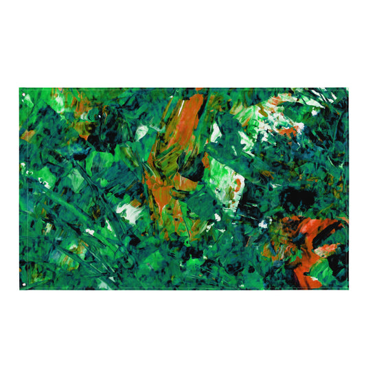 Abstract Green Painting Flag Tapestry