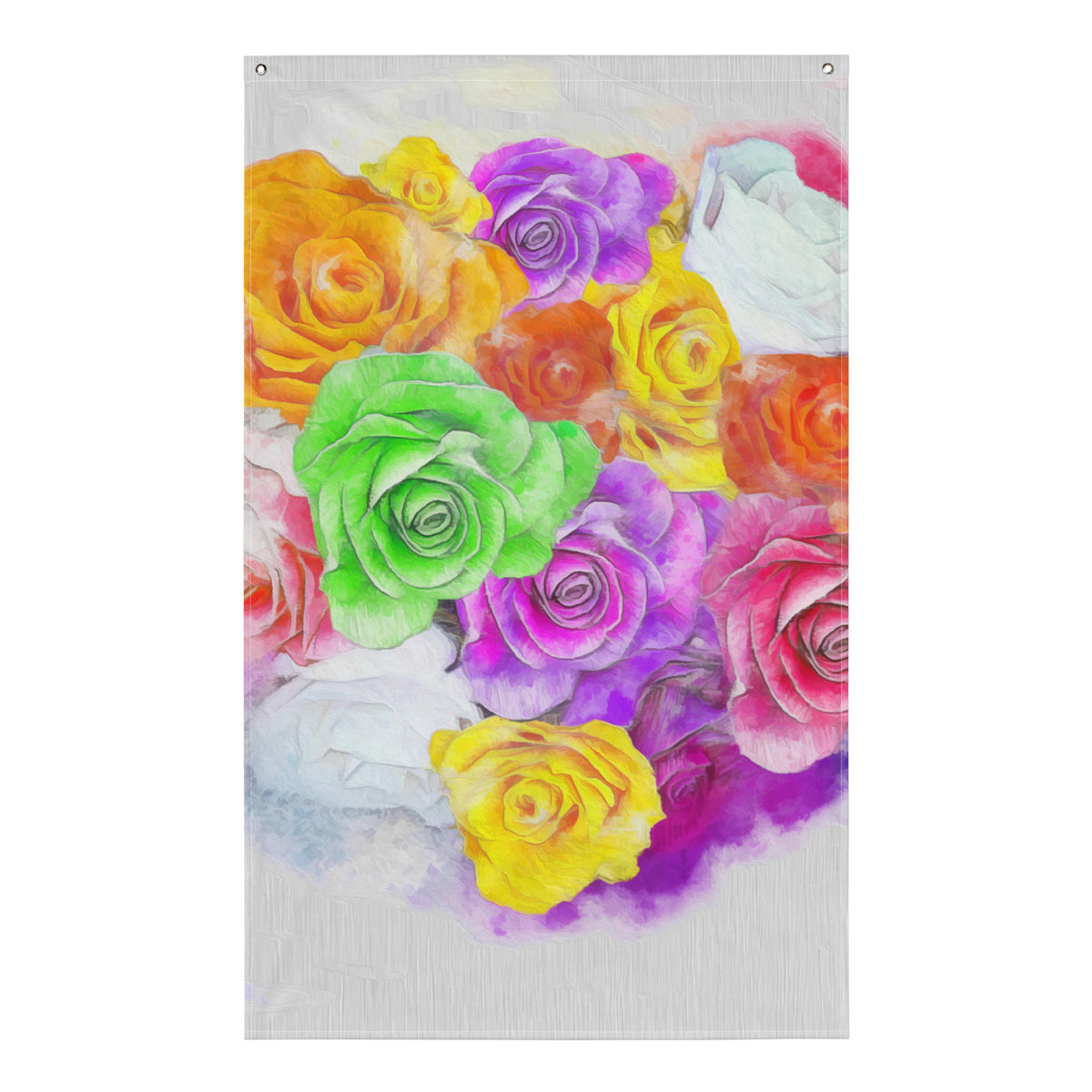 Rainbow  Rose Painting Flag Tapestry