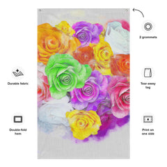 Rainbow  Rose Painting Flag Tapestry