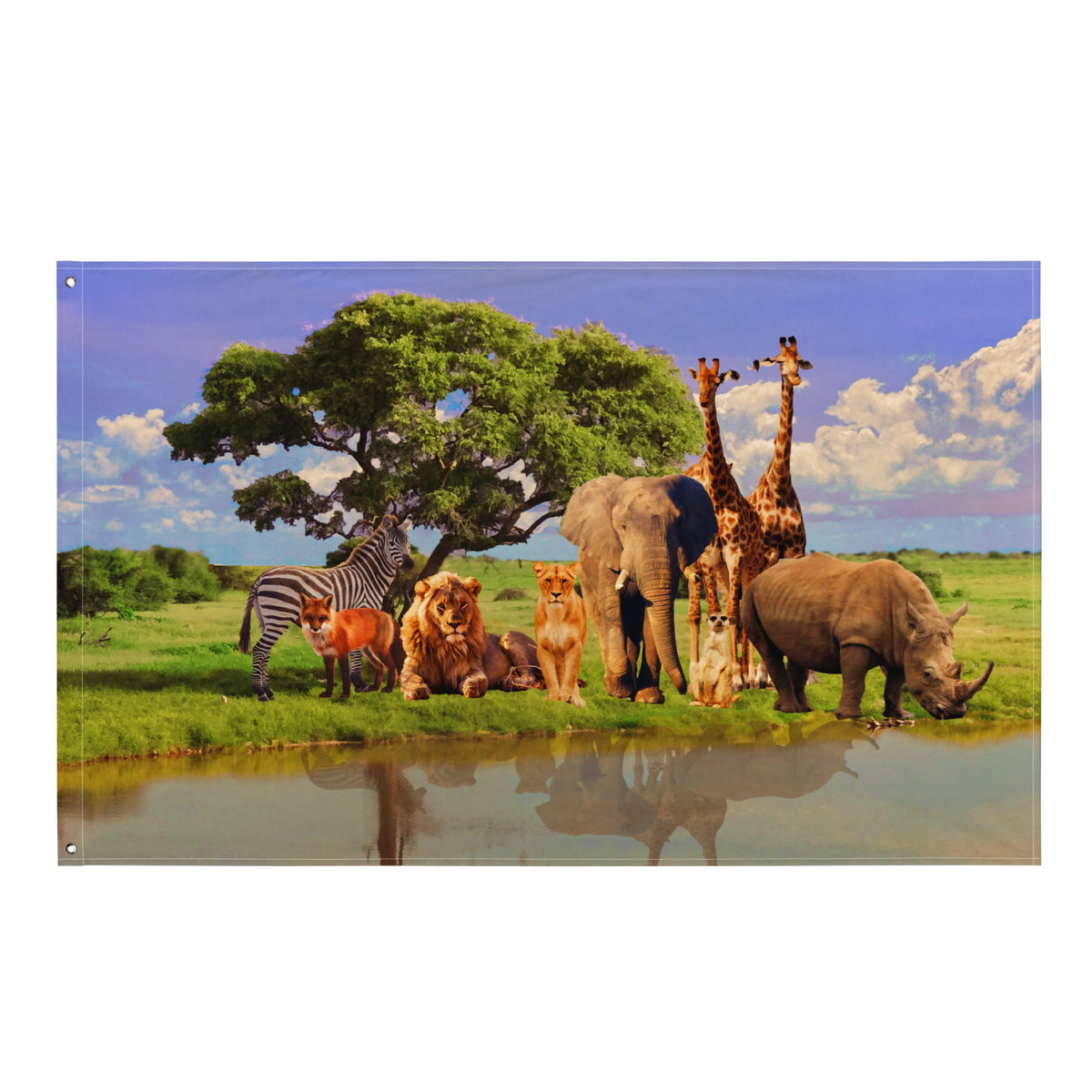 Animal Group Tree Painting Flag Tapestry