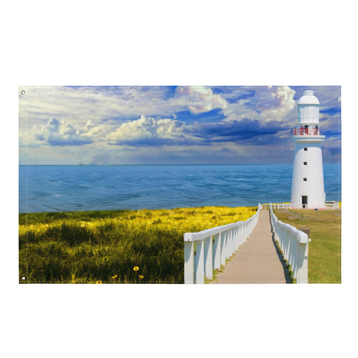 Pathway to lighthouse Painting 3 Flag Tapestry