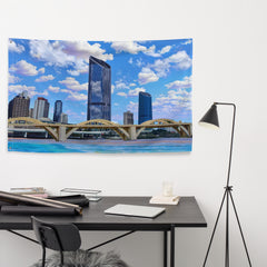 Brisbane River Bridge Painting Flag Tapestry