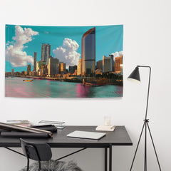 Brisbane Brisbane  River Side  Art  Painting  Flag Tapestry