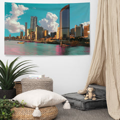 Brisbane Brisbane  River Side  Art  Painting  Flag Tapestry